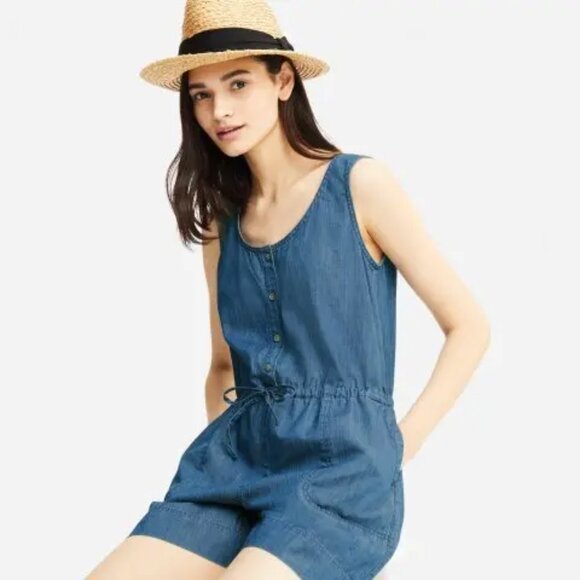 UNIQLO Denim Playsuit, Size L - Picture 1 of 5
